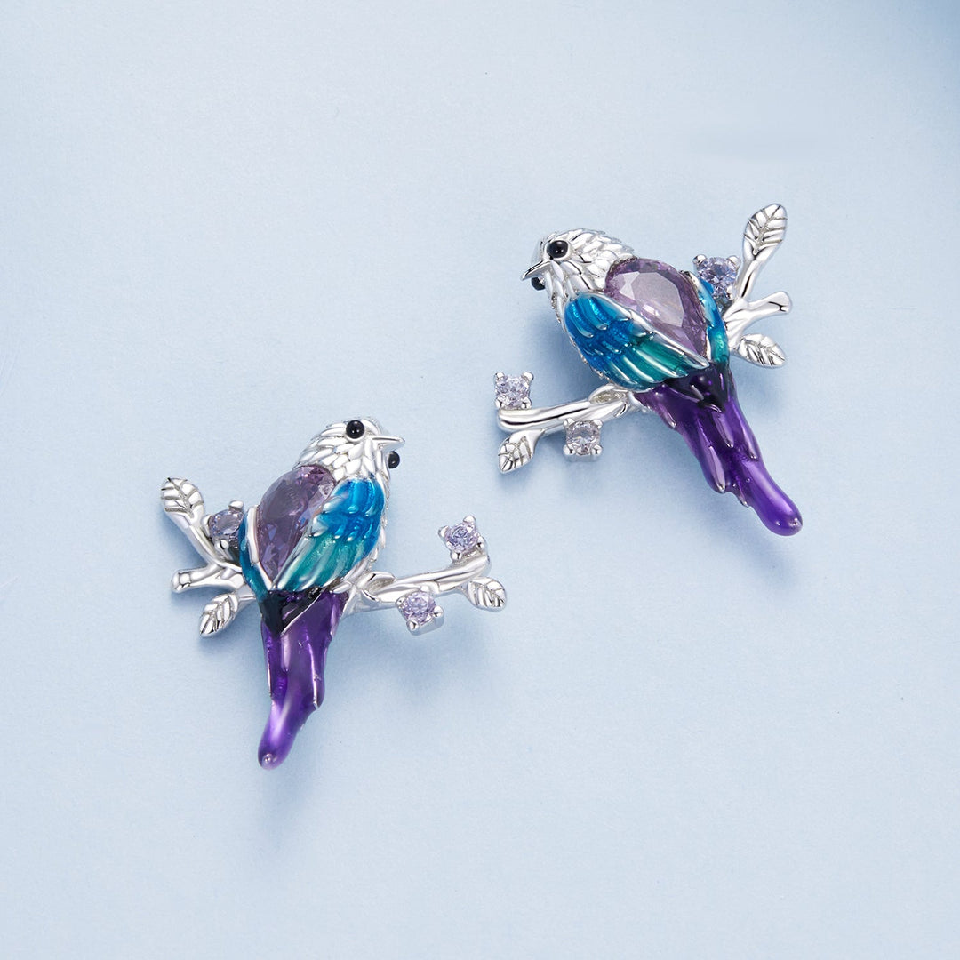 925 Sterling Silver Enamel Process Pavé Setting CZ Earrings