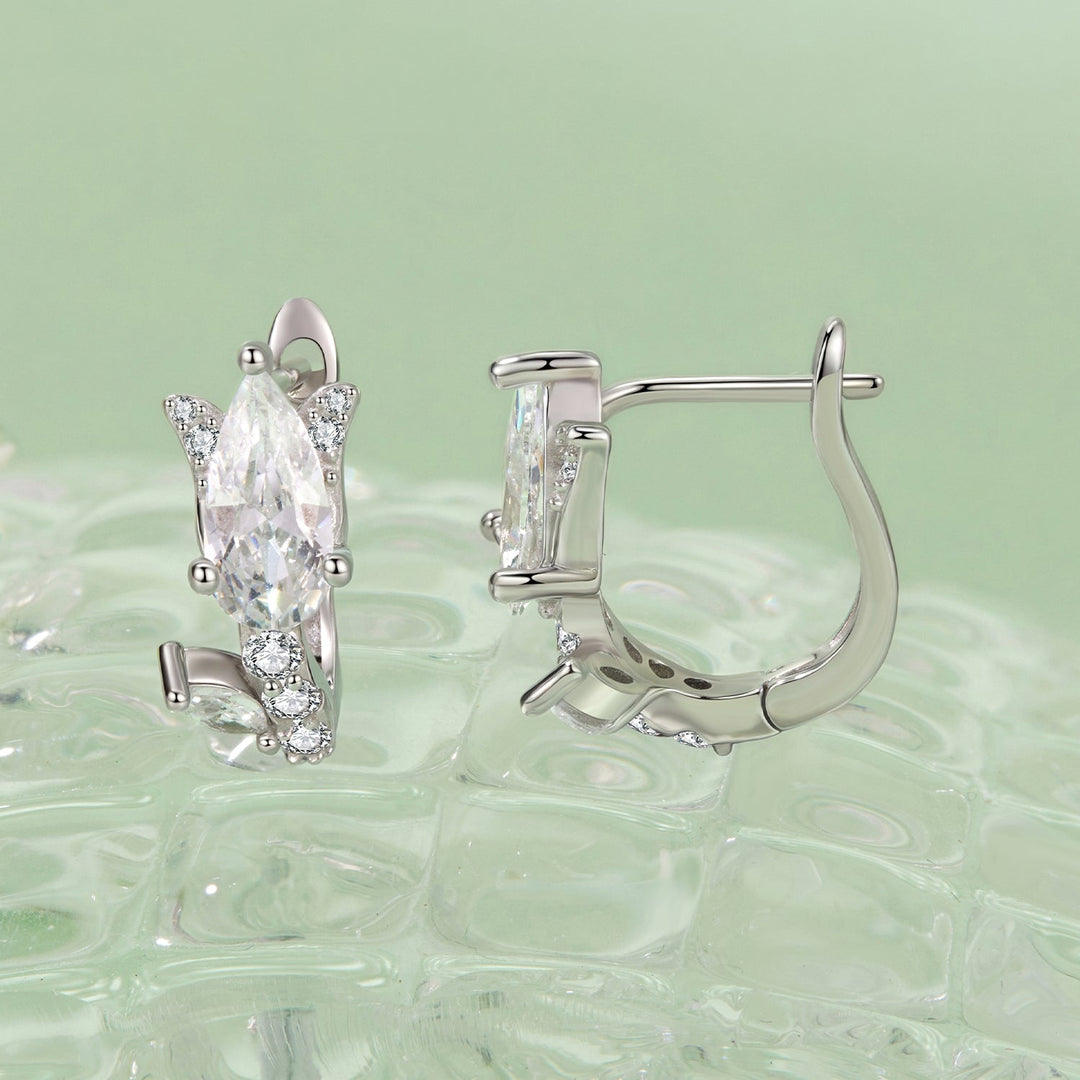 925 Sterling Silver Earrings with White Gold Plating and CZ