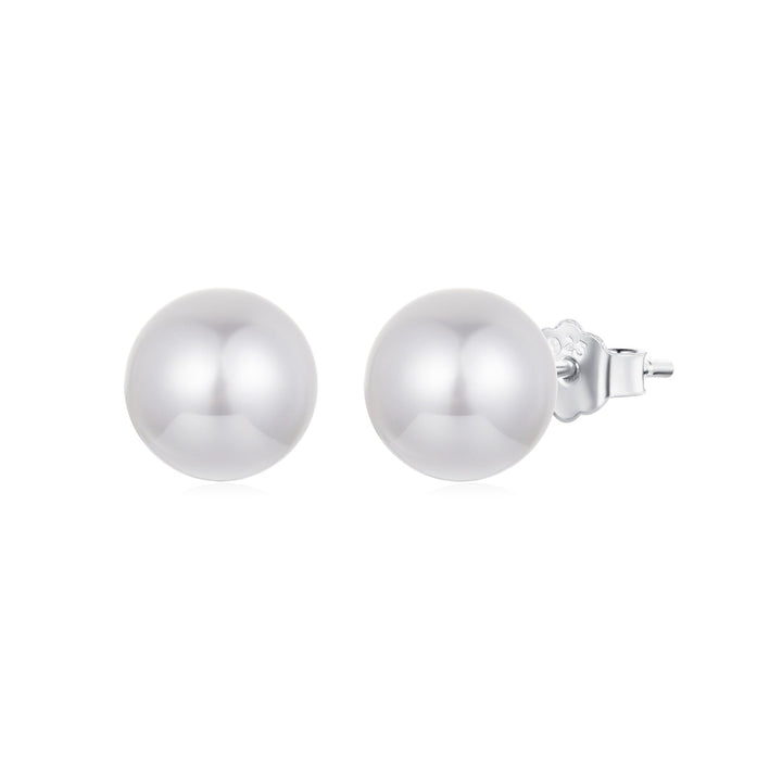 925 Sterling Silver Earrings with Quality Shell Pearl in White Gold Plating for Women