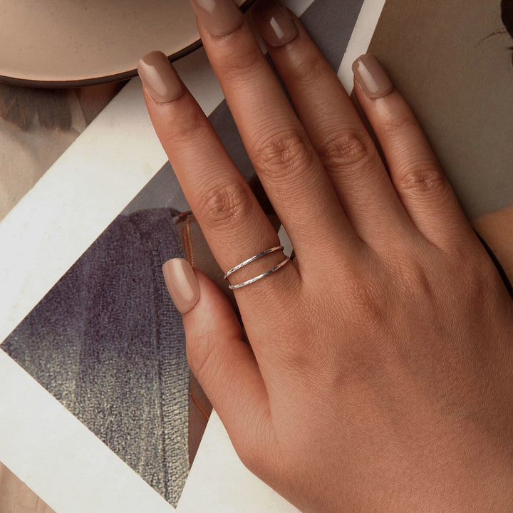 925 Sterling Silver &amp; White Gold Plated Ring for Women - Stylish Width 2.3-6.3mm