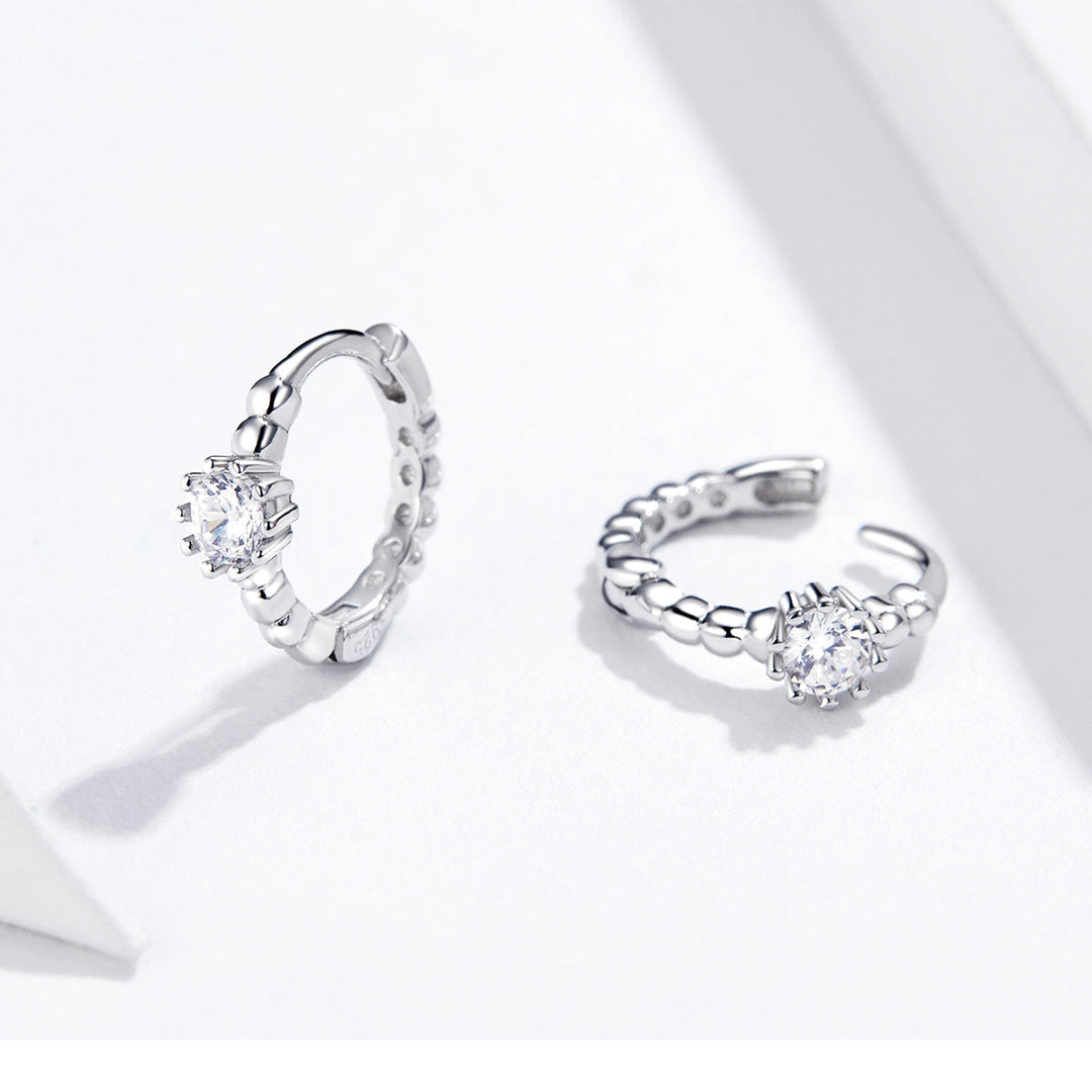 925 Sterling Silver Earrings with Pavé Setting CZ - 1cm for Women