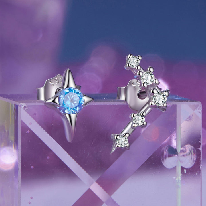 925 Sterling Silver White Gold Plated Star &amp; Constellation Earrings for Women
