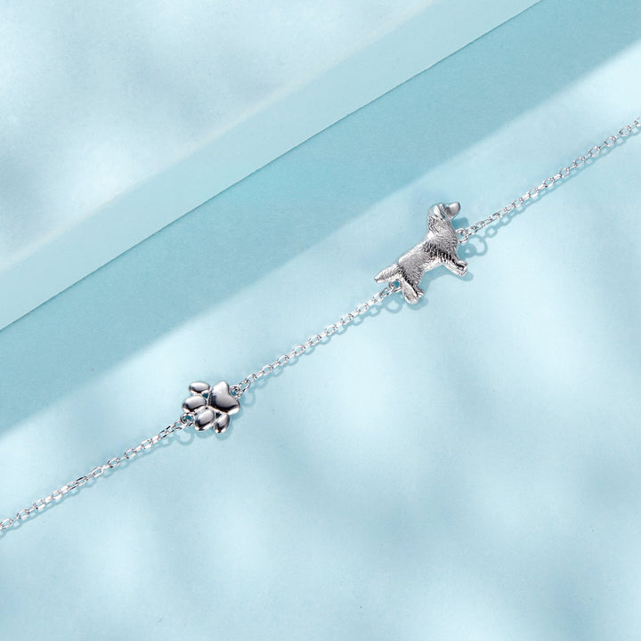 925 Sterling Silver &amp; Plated White Gold Bracelet 15+6cm for Women