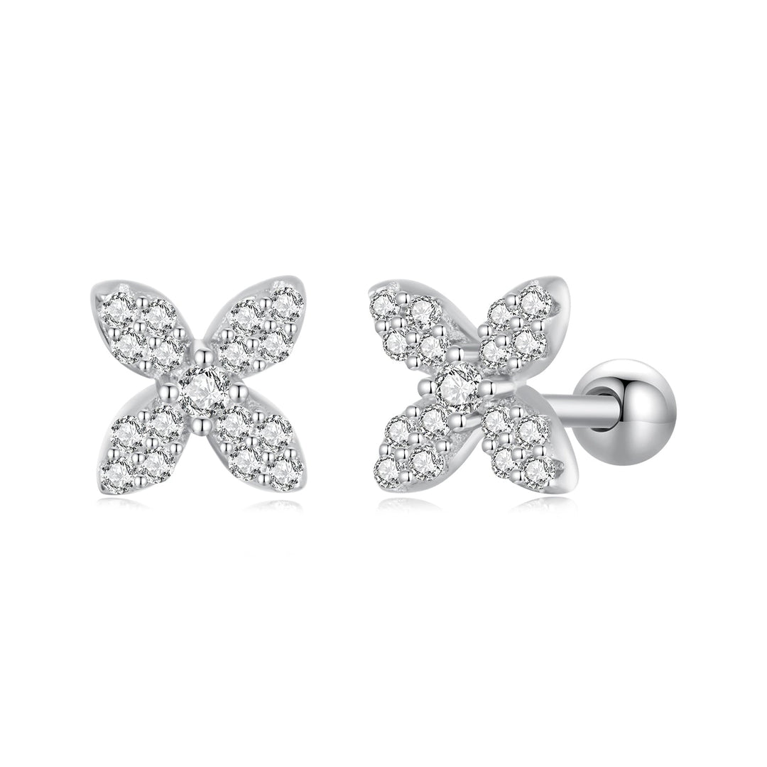 925 Sterling Silver Earrings with Pavé Setting CZ in Elegant Design