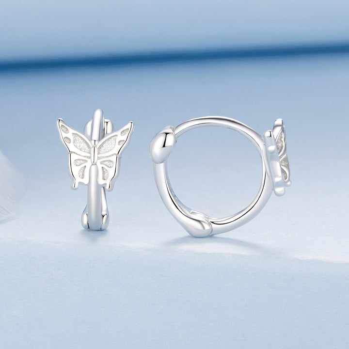 925 Sterling Silver Earrings with White Gold Plating, 1.1x0.7 cm, for Women