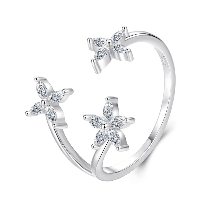 925 Sterling Silver Pavé Setting CZ White Gold Ring for Women