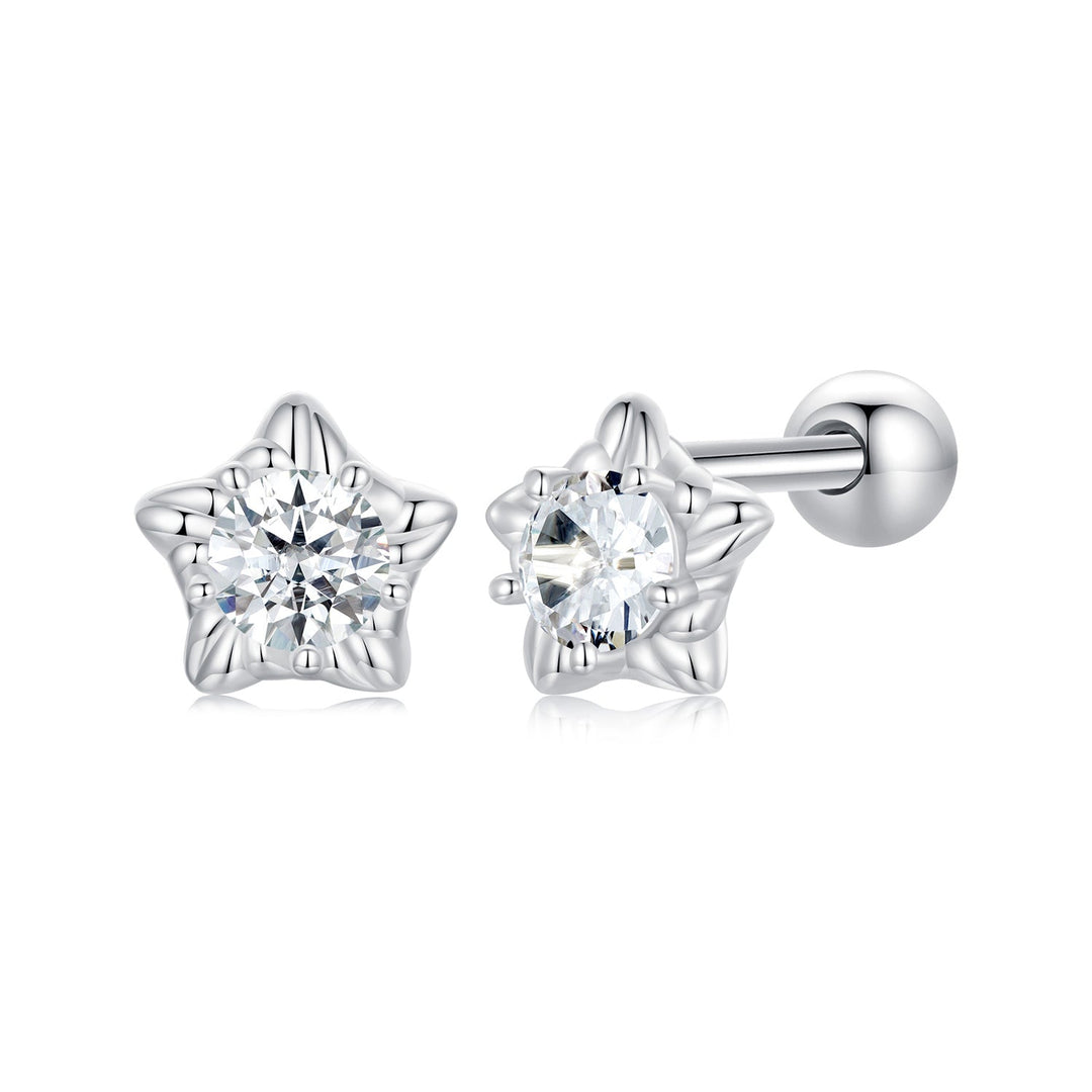 925 Sterling Silver Moissanite Stud Earrings 5mm for Women