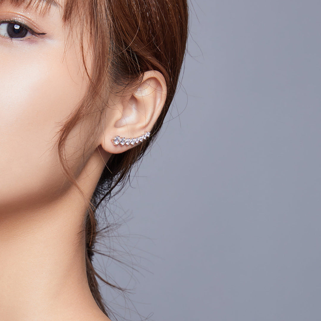 925 Sterling Silver Earrings with Pavé Setting CZ - 2.9*0.7cm