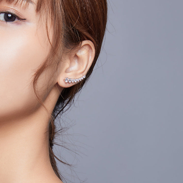 925 Sterling Silver Earrings with Pavé Setting CZ - 2.9*0.7cm