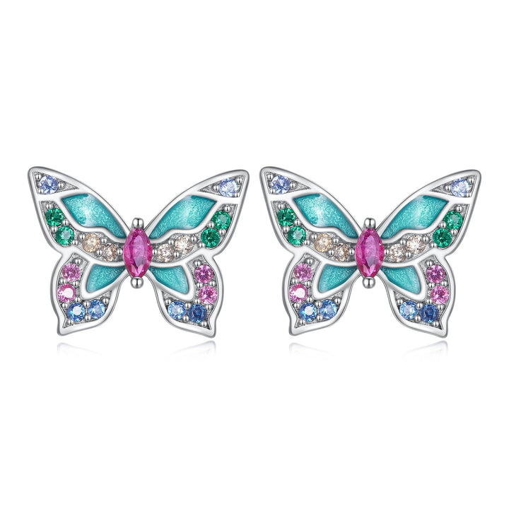 925 Sterling Silver Earrings with Enamel and CZ for Women