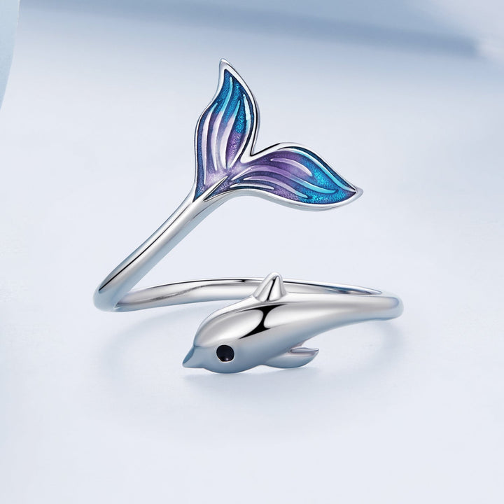 925 Sterling Silver Enamel Plated Puffer Fish Ring