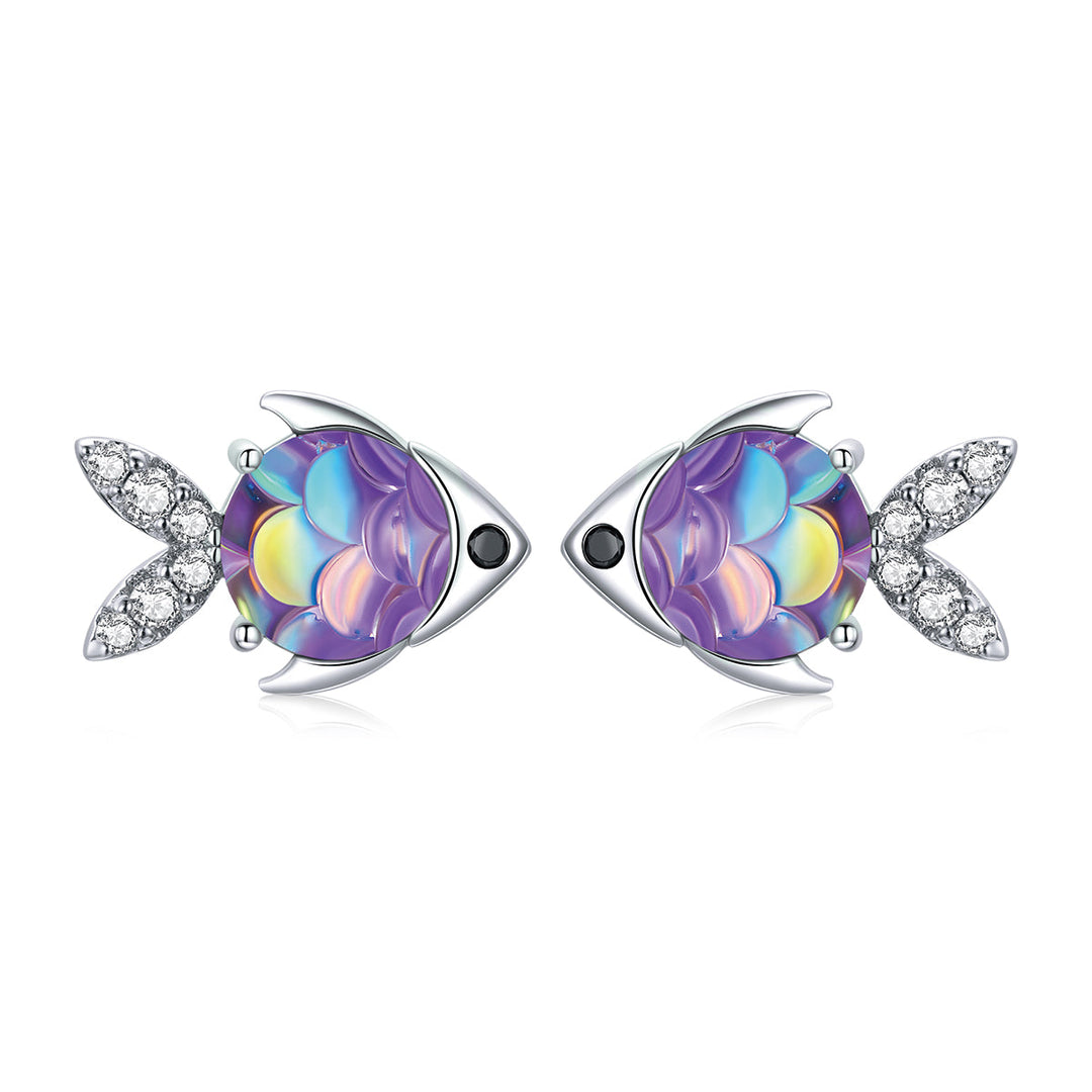 925 Sterling Silver Earrings with CZ and Resin, 0.8*1.2cm