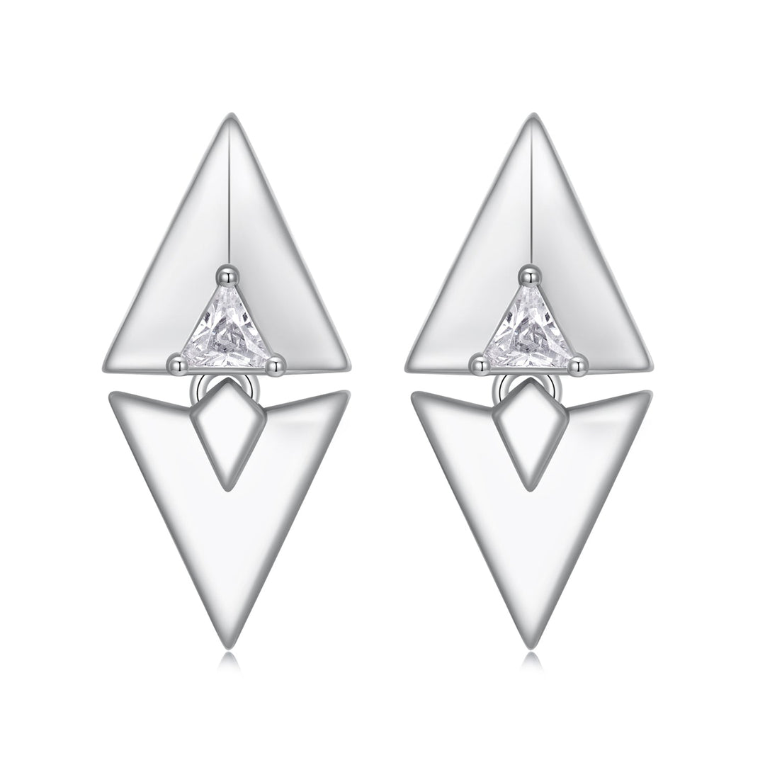 925 Sterling Silver Earrings with White Gold Plating and CZ