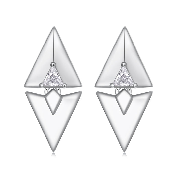 925 Sterling Silver Earrings with White Gold Plating and CZ