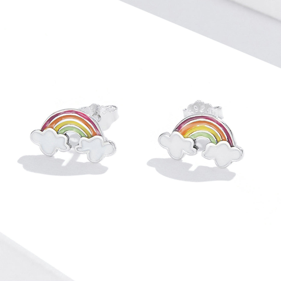 925 Sterling Silver Earrings with Enamel Process in Oxidized Silver for Women