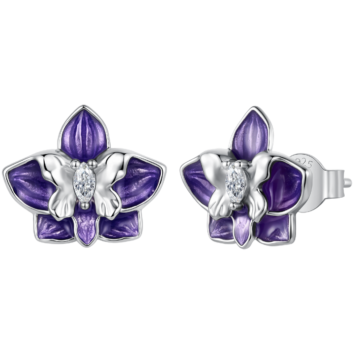 925 Sterling Silver White Gold Plated Enamel Pavé CZ 1.0*1.2cm Earrings for Women
