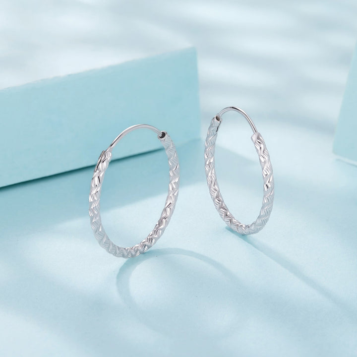925 Sterling Silver Earrings Hoops 2.5 cm for Women