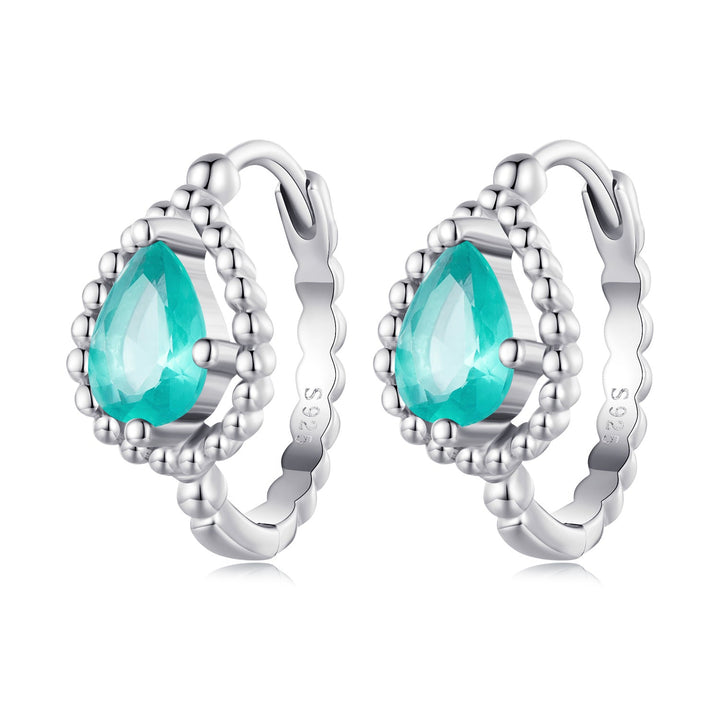 925 Sterling Silver Earrings with Pavé Setting and Transparent Glass