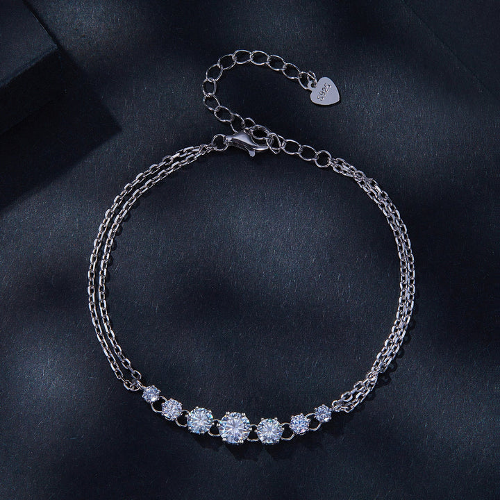925 Sterling Silver 5MM Moissanite Bracelet for Women