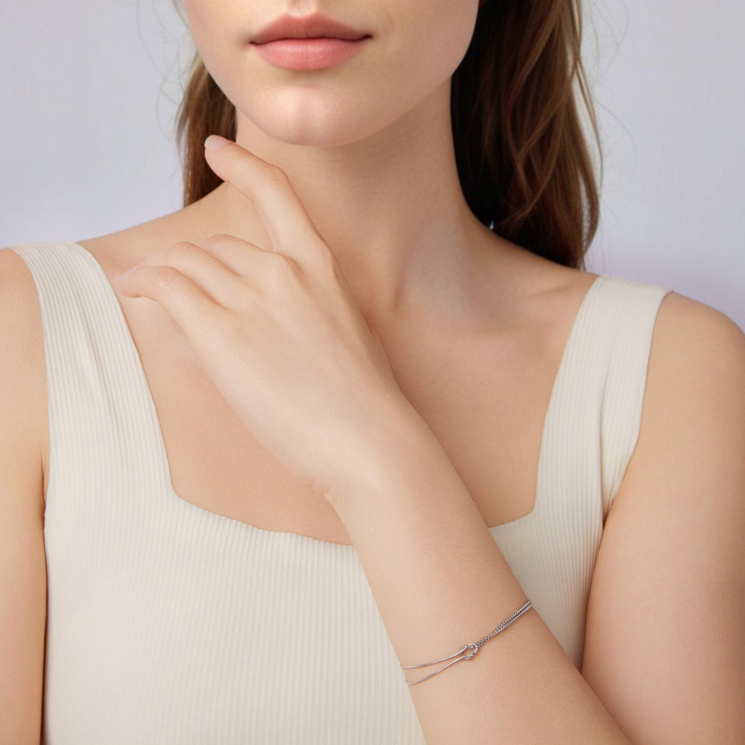 925 Sterling Silver &amp; Plated White Gold Bracelet for Women