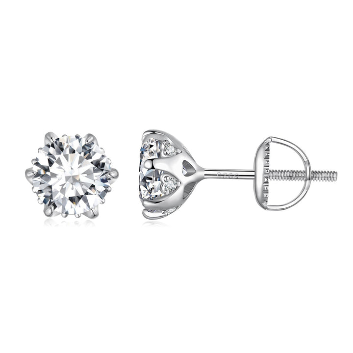 925 Sterling Silver 6.5mm Moissanite Earrings for Women