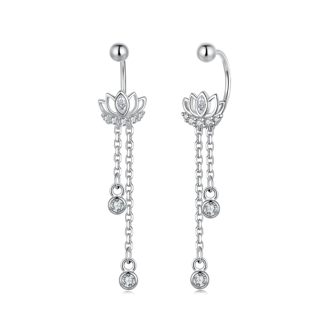 925 Sterling Silver Earrings with Pavé CZ in White Gold Plating - 3.1 x 0.7 cm for Women