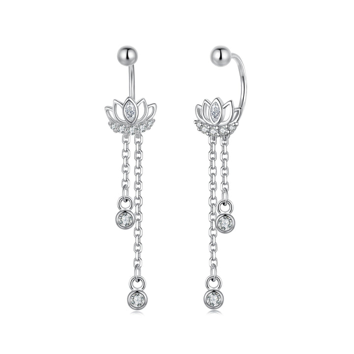 925 Sterling Silver Earrings with Pavé CZ in White Gold Plating - 3.1 x 0.7 cm for Women