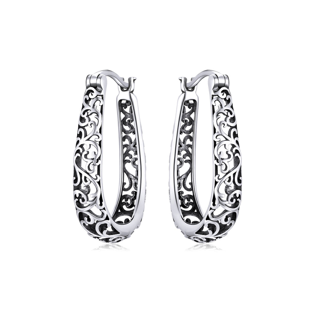 925 Sterling Silver Earrings 2.3*0.4cm Oxidized Silver for Women