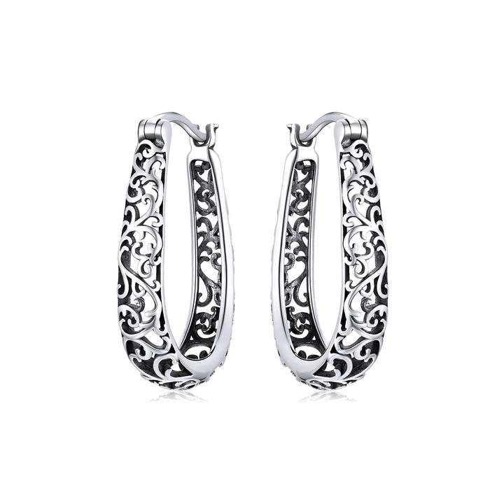 925 Sterling Silver Earrings 2.3*0.4cm Oxidized Silver for Women