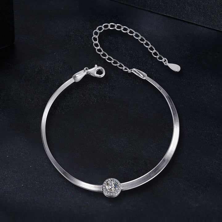 925 Sterling Silver 5.0mm Moissanite Bracelet with White Gold Plating for Women