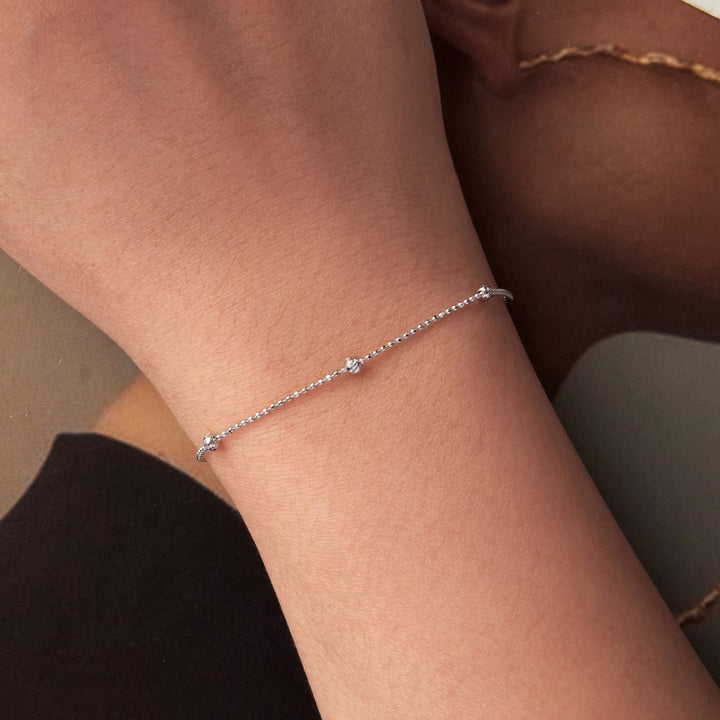 925 Sterling Silver &amp; Plated White Gold Bracelet with Adjustable Length
