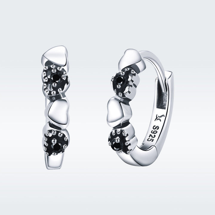 925 Sterling Silver Earrings with Pavé Setting CZ, 1.1*0.3cm