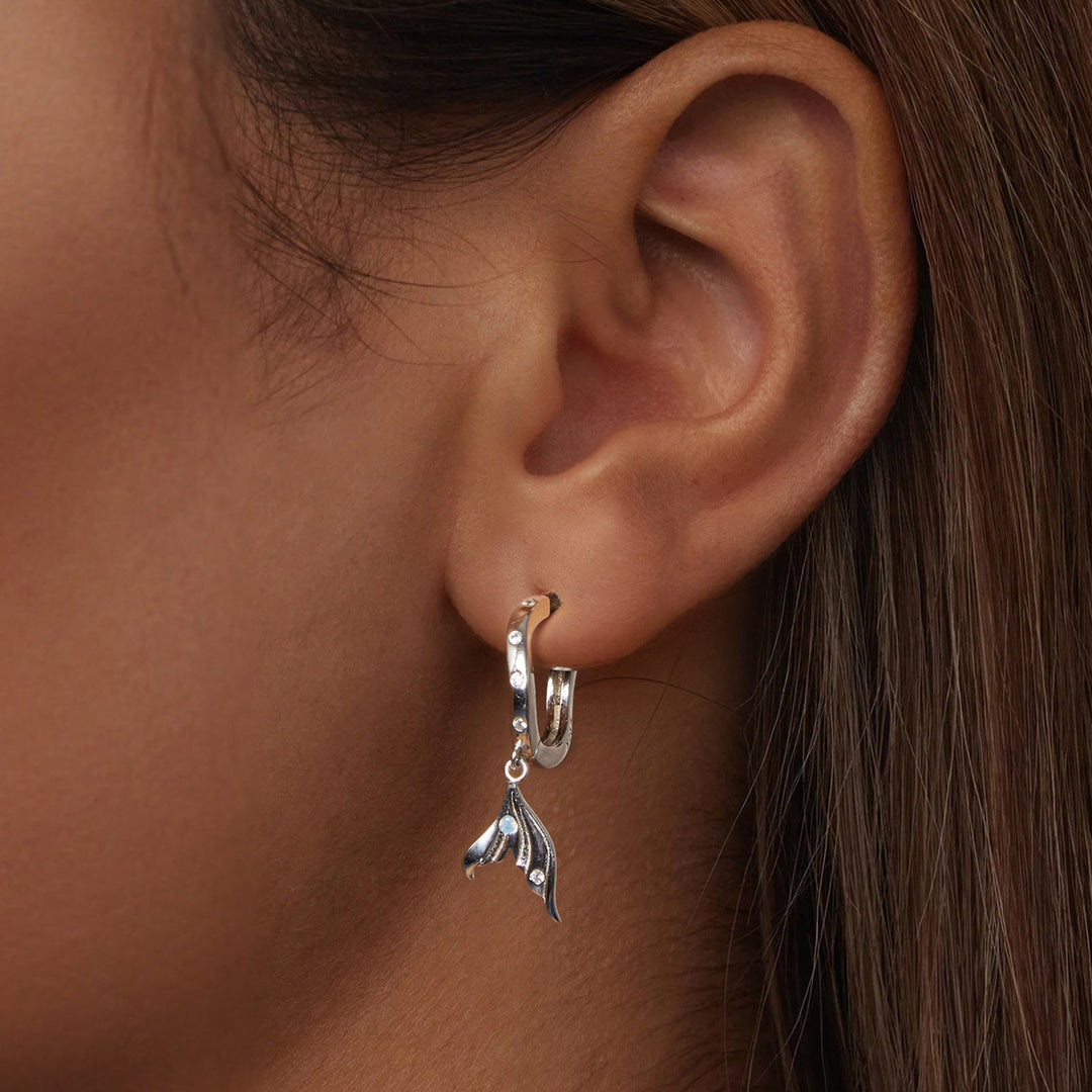 925 Sterling Silver Earrings with Nano Opal Stone and CZ in White Gold Finish