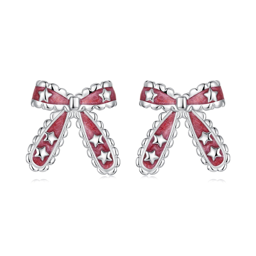 925 Sterling Silver Earrings with Enamel Process in White Gold Plating for Women