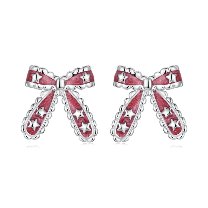 925 Sterling Silver Earrings with Enamel Process in White Gold Plating for Women