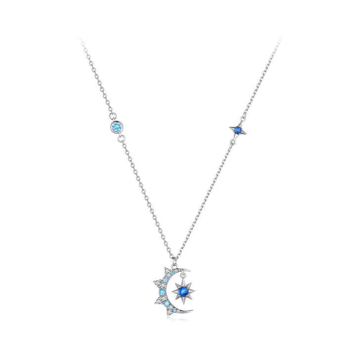 925 Sterling Silver Necklace with Pavé Setting CZ and Spinel Pendant