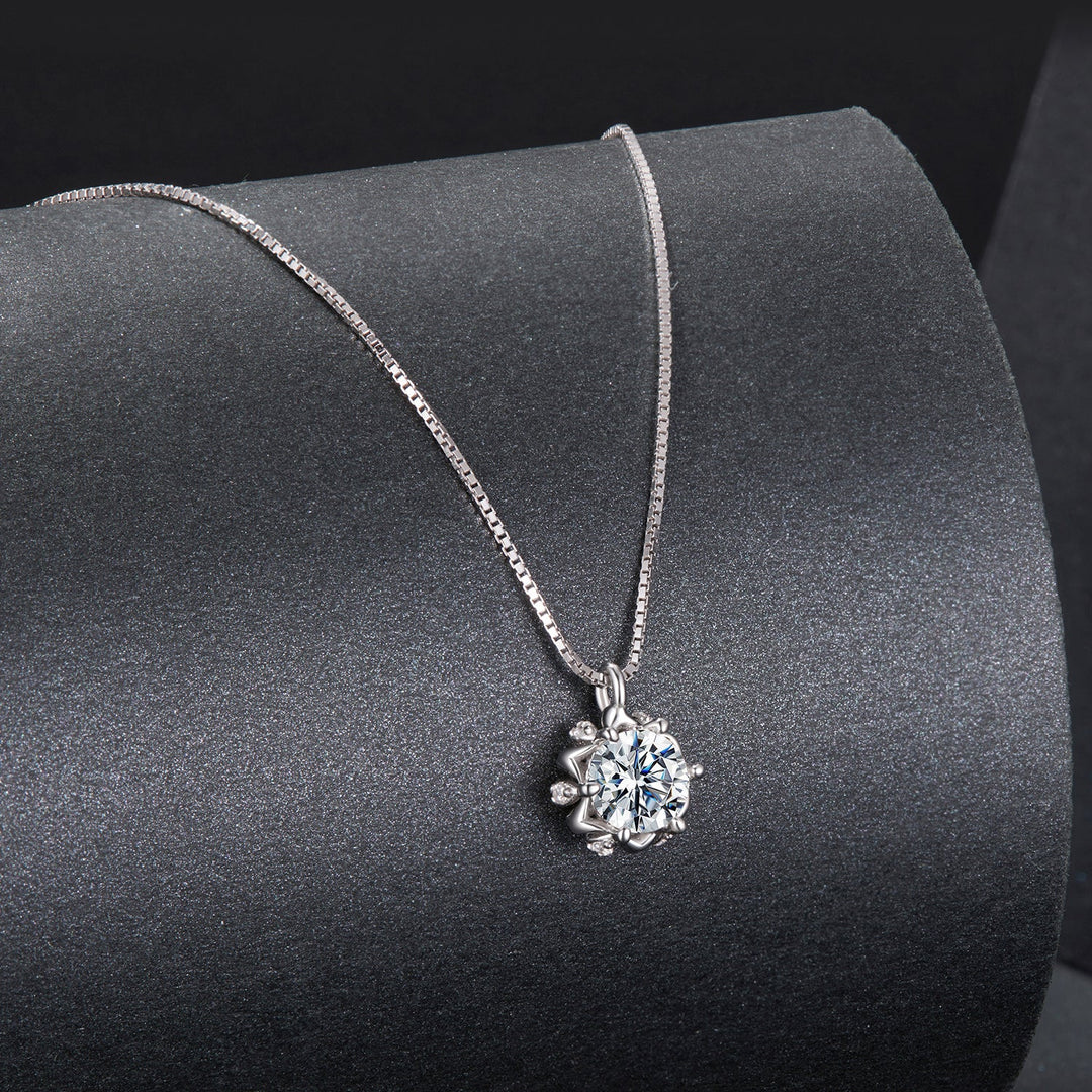 925 Sterling Silver Moissanite &amp; CZ Pavé Necklace - 40+5cm for Women