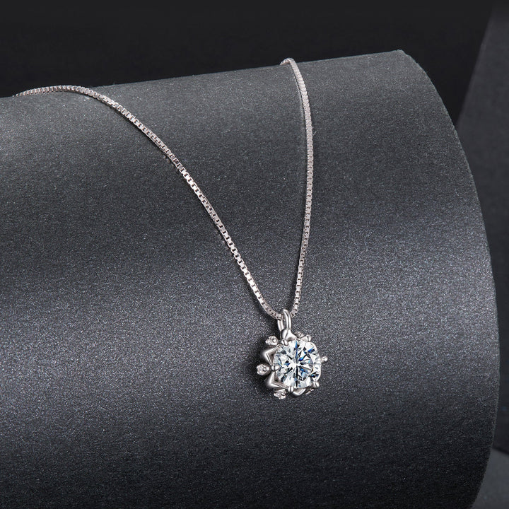 925 Sterling Silver Moissanite &amp; CZ Pavé Necklace - 40+5cm for Women