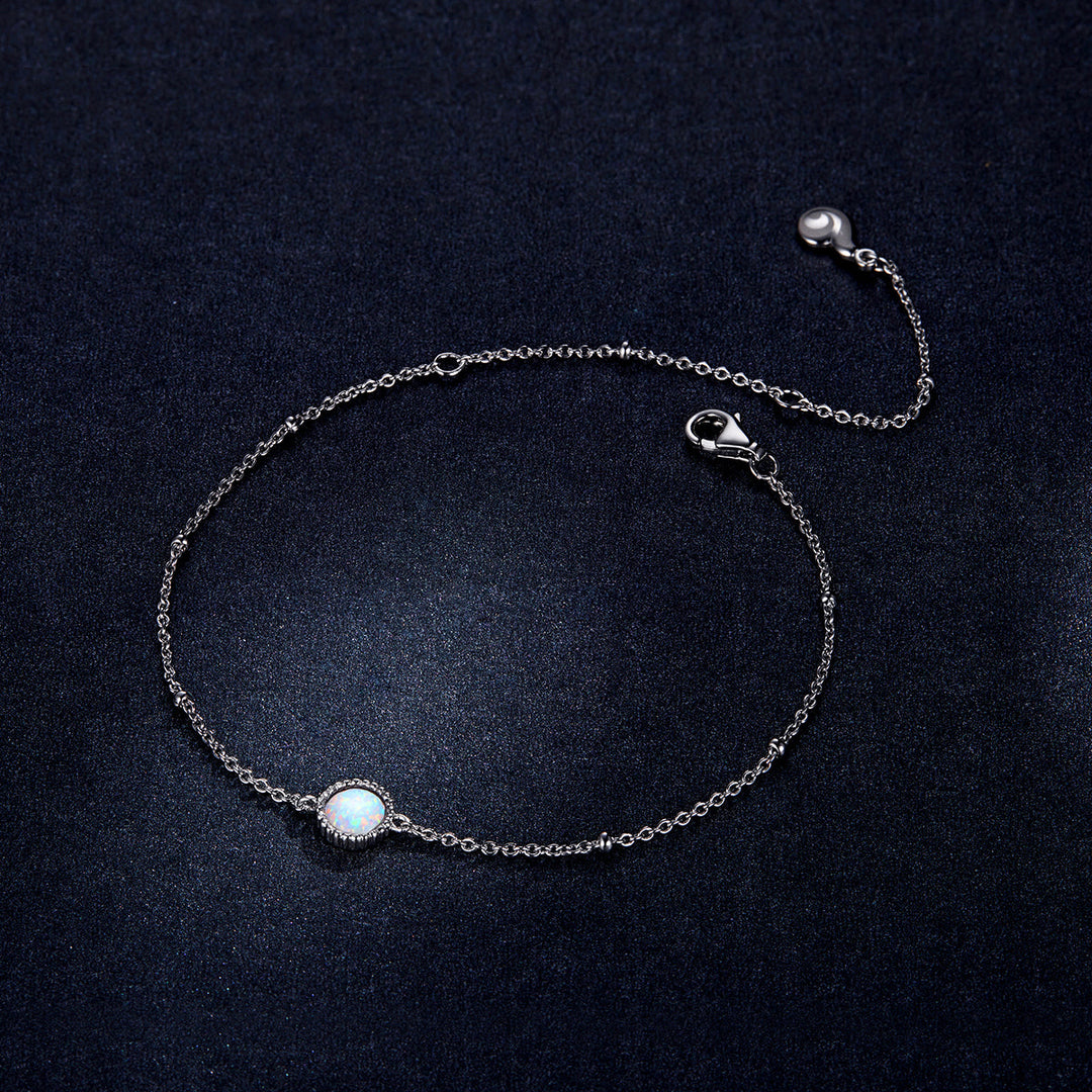925 Sterling Silver Opal Bracelet for Women - Adjustable Size, Translucent Color