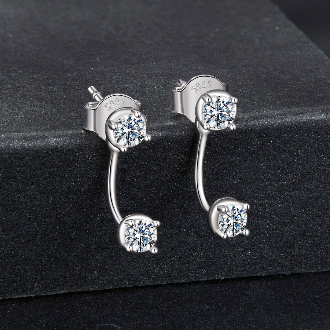 925 Sterling Silver White Gold Plated Moissanite Earrings 0.1 Carat for Women