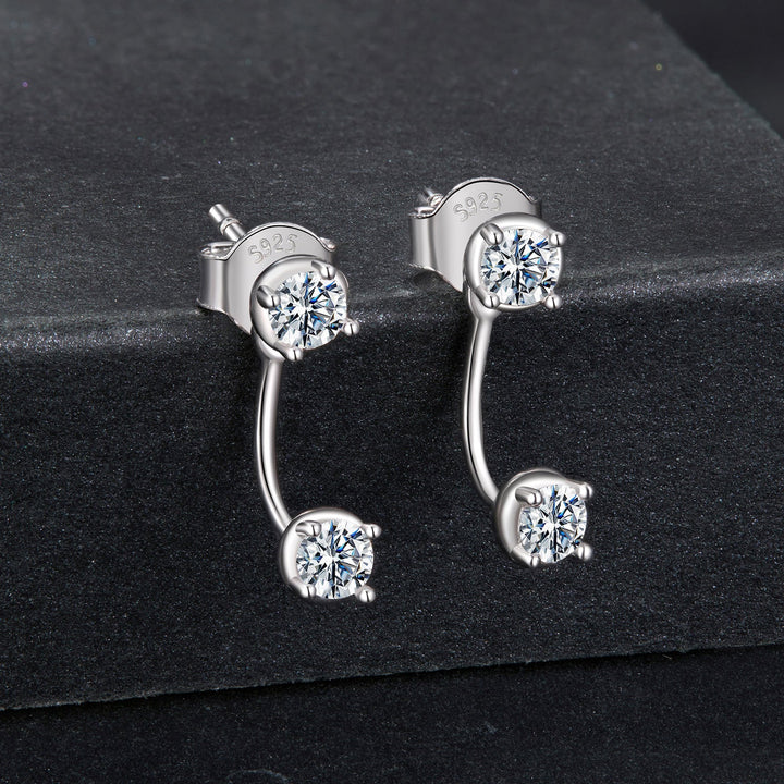 925 Sterling Silver White Gold Plated Moissanite Earrings 0.1 Carat for Women