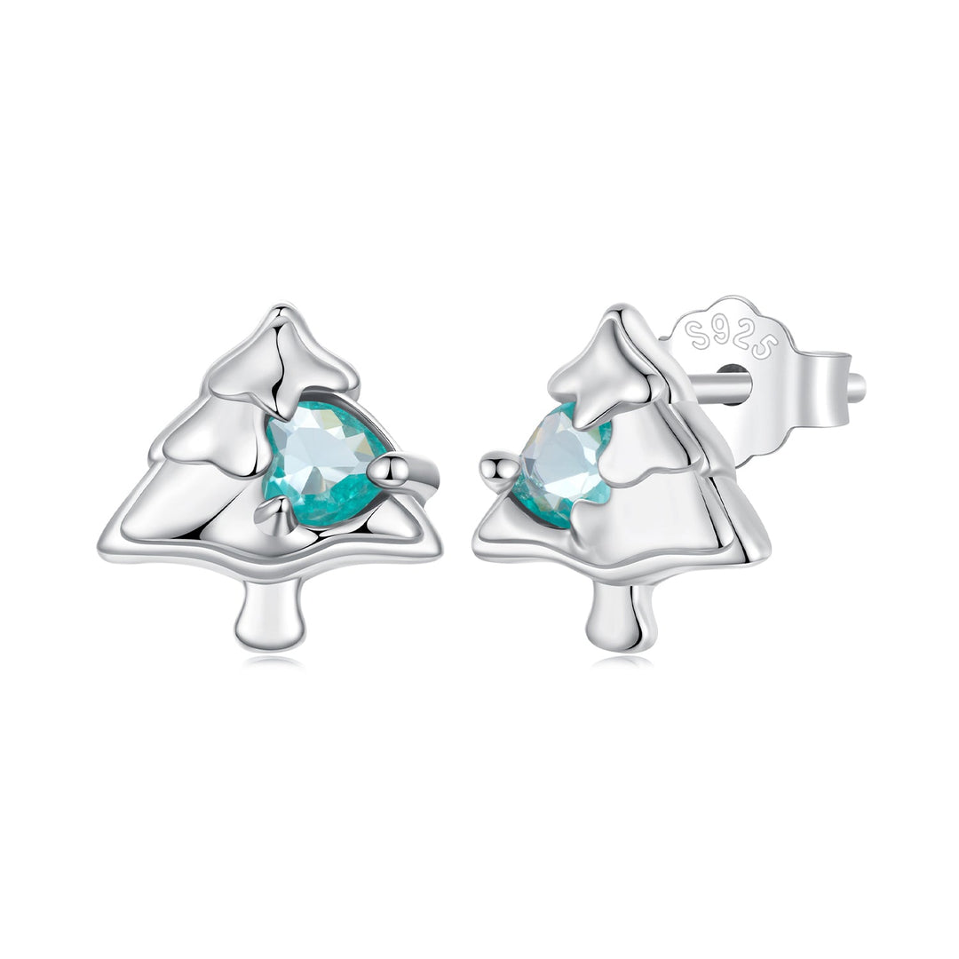 925 Sterling Silver White Gold Plated Transparent Glass Earrings for Women