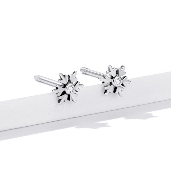925 Sterling Silver Earrings with Pavé Setting and Oxidized Finish