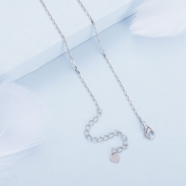 925 Sterling Silver Necklace with Transparent Glass and Pavé Setting CZ - Length 450mm