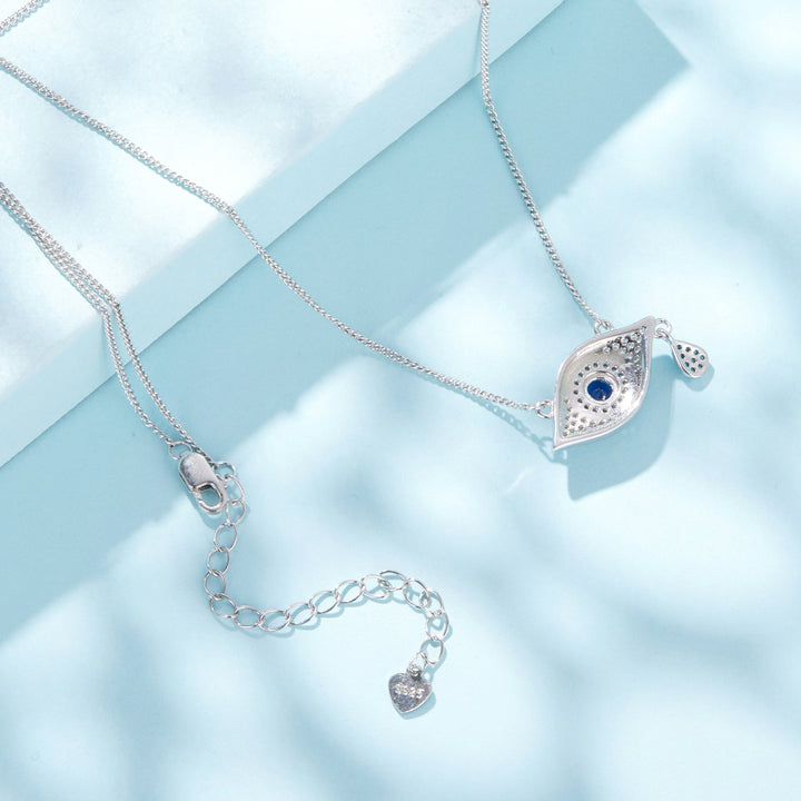 925 Sterling Silver Pavé CZ Pendant Necklace for Women - 40+5cm Length, 2x1cm Pendant
