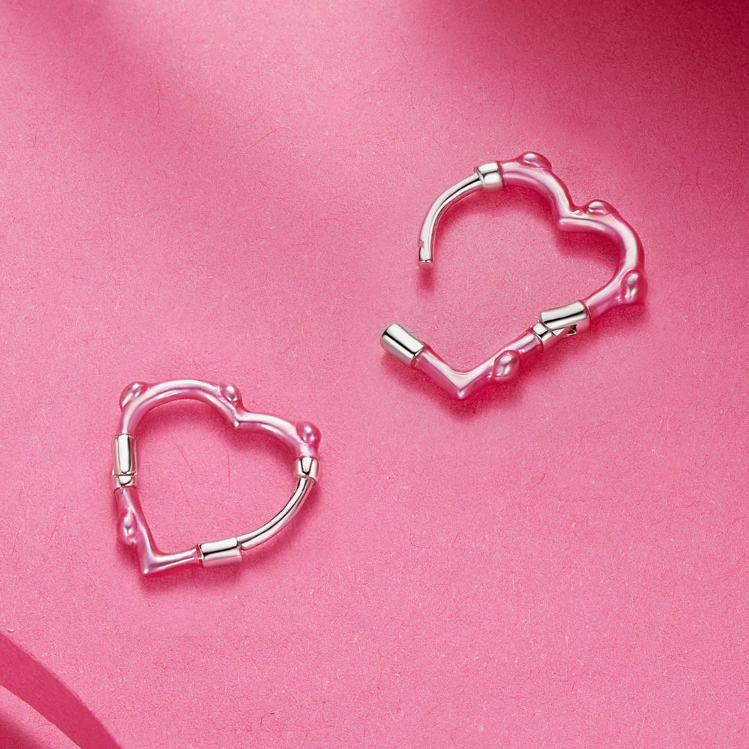 S925 Sterling Silver Enamel Platinum Plated Earrings 13*2mm for Women