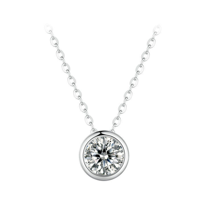 S925 Sterling Silver Moissanite Necklace 400mm with 1ct Moissanite for Women