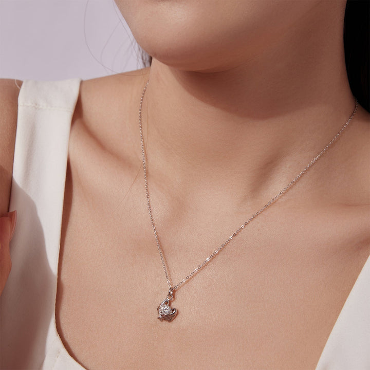 925 Sterling Silver Moissanite White Gold Plated Necklace for Women, Length 40+5cm