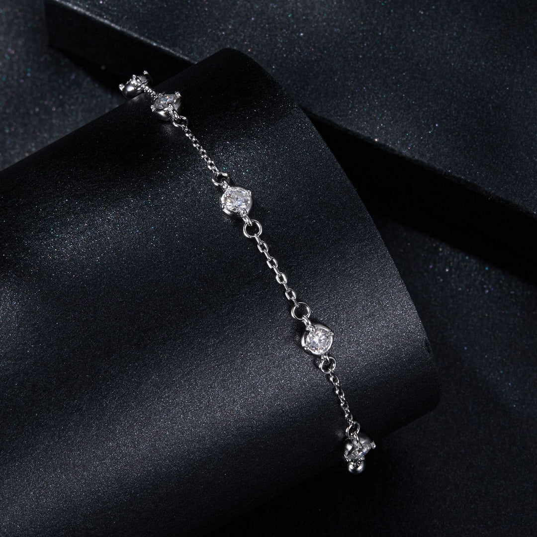 925 Sterling Silver 3mm Moissanite Bracelet for Women