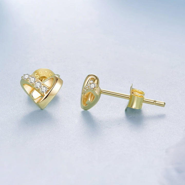 925 Sterling Silver Earrings with Pavé Setting CZ in Gold Plated